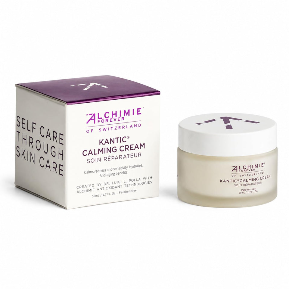 Alchimie Forever jar front view showing packaging and calming benefit