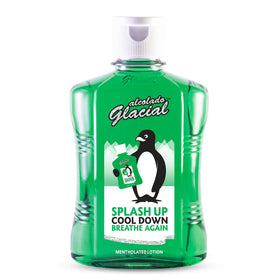 Alcolado Glacial front packaging showing 16oz bottle and cooling mint benefit