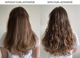 Alcove before and after curls showing improved definition and shine