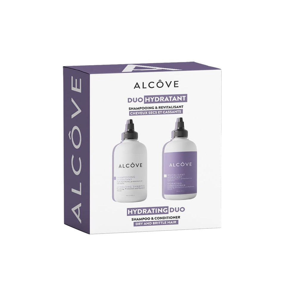 Alcôve duo front packaging showing bottles and benefits on label