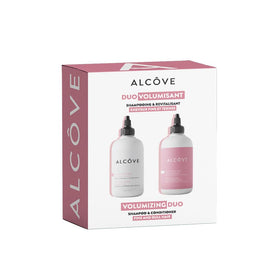 Alcôve duo front packaging shows bottles and benefits for lightweight volume