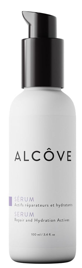 Alcôve front bottle shot showing product and benefits