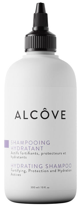 Alcôve hydrating shampoo front label showing product benefits and size