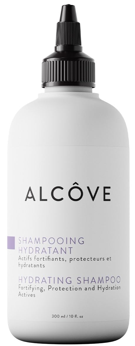 Alcôve hydrating shampoo front label showing product benefits and size
