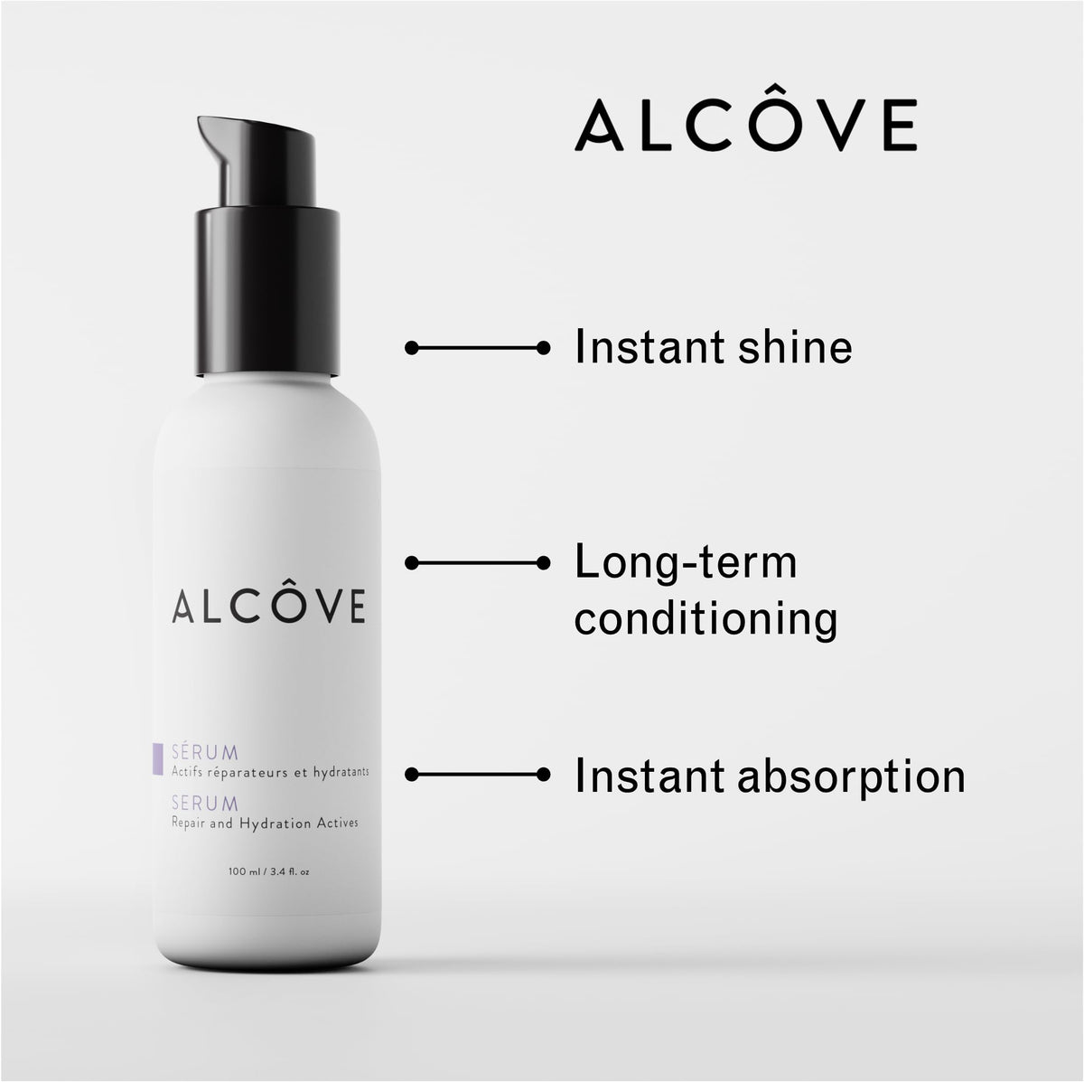 Alcôve pump dispensing serum demonstrating easy application