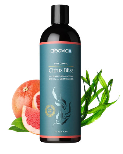 Aleavia Citrus Bliss front bottle view showing clean organic design and benefit