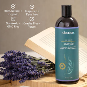 Aleavia bottle staged beside bathtub for a relaxing aroma benefit