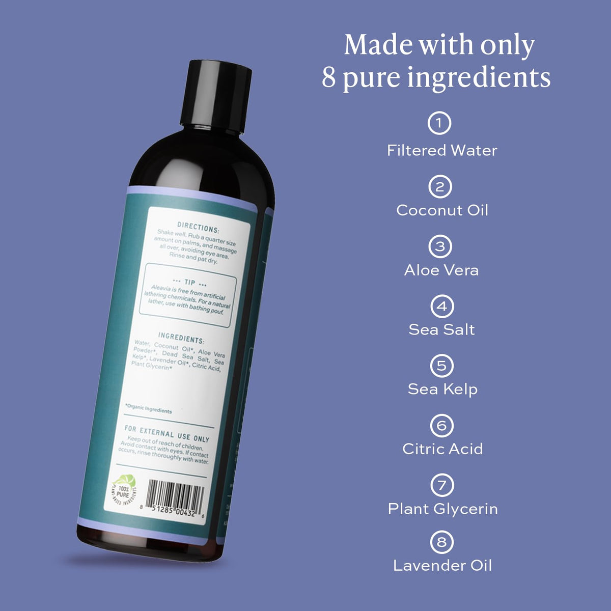 Aleavia pouring body wash texture close-up showing creamy lather benefit