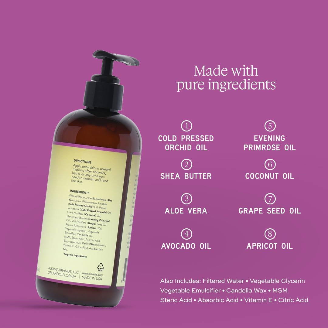 Aleavia close-up of lotion texture highlighting smooth, fast-absorbing finish
