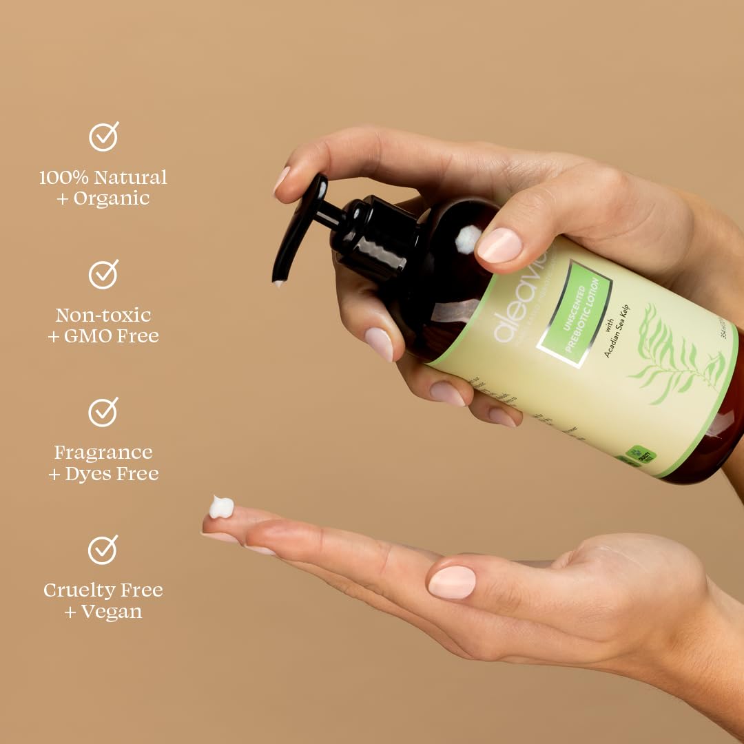 Aleavia close-up texture of lotion showing smooth, non-greasy consistency