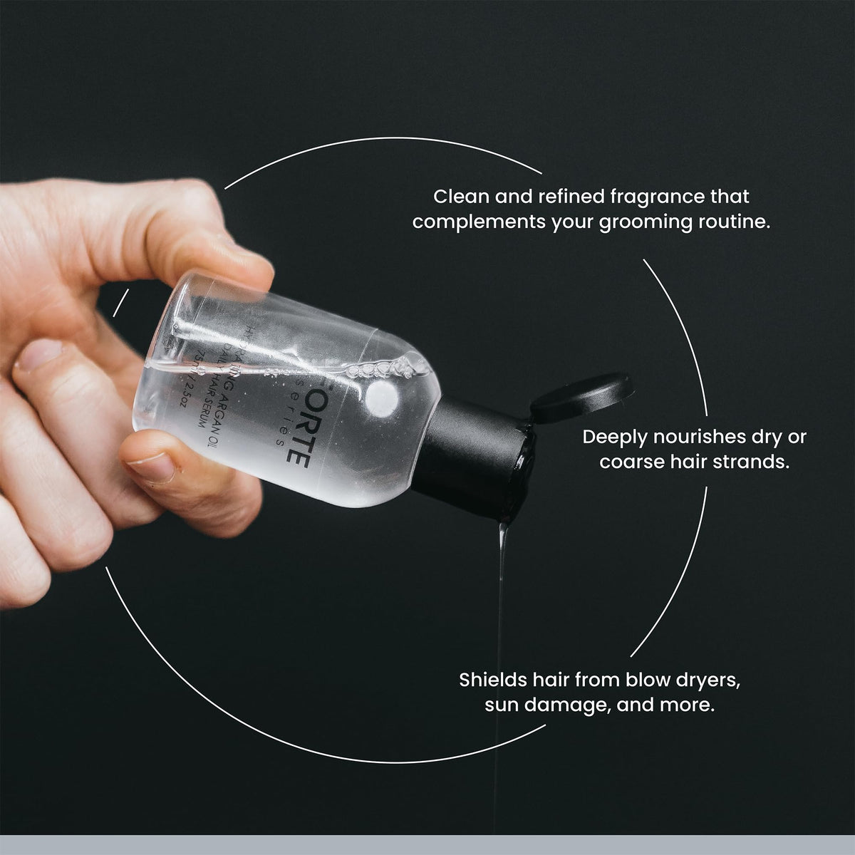 Alex Costa oil applied to damp hair demonstrating priming for heat styling and smoother finish