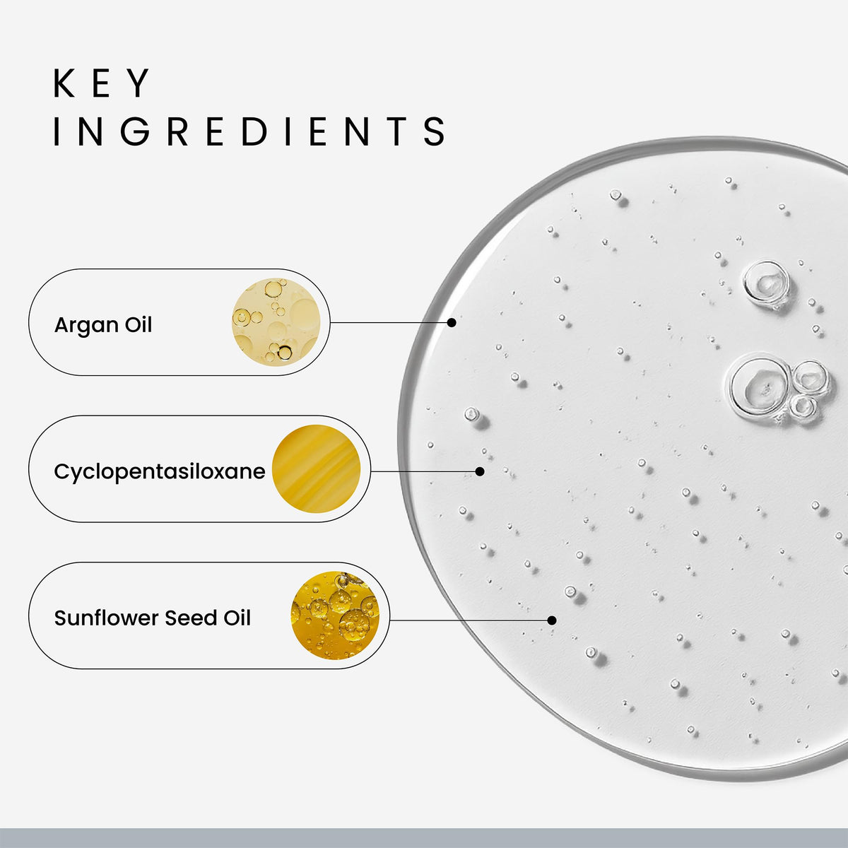 Alex Costa texture drop on hand showing lightweight oil consistency for quick absorption