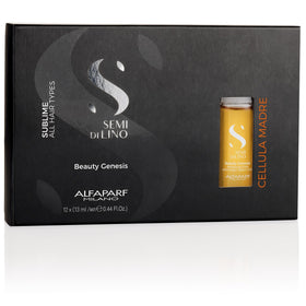 ALFAPARF MILANO front packaging showing 12 Beauty Genesis vials for shine and color protection