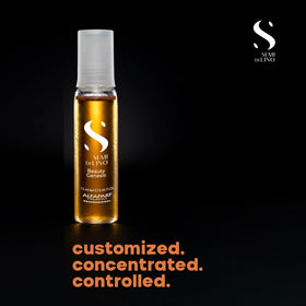 ALFAPARF MILANO clear serum texture on fingertip highlighting glossy finish and lightweight feel