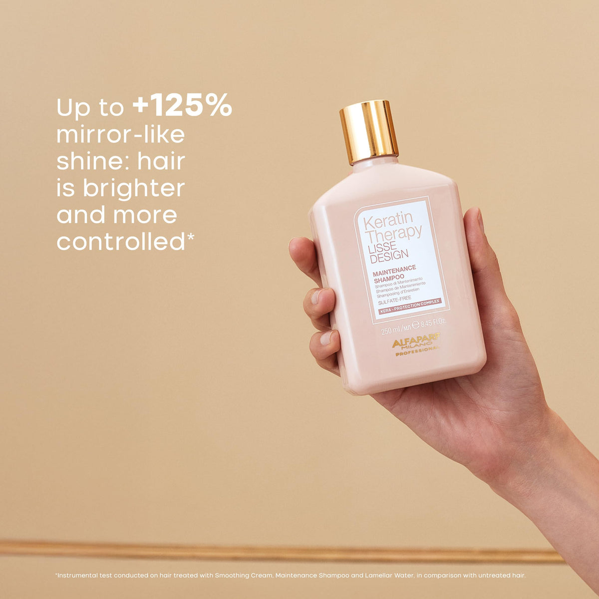 Alfaparf Milano label close-up highlighting product name and sulfate-free benefit