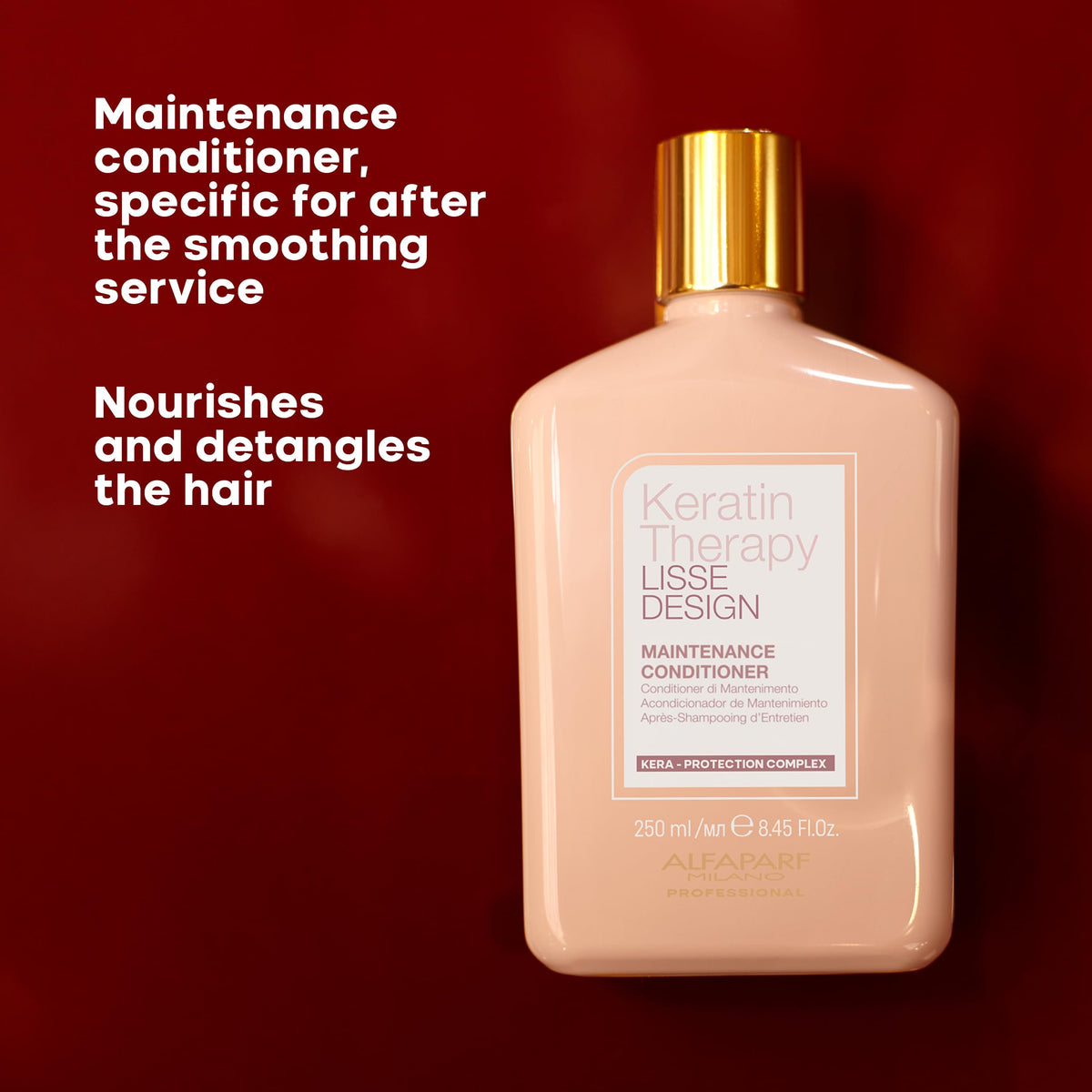 ALFAPARF MILANO conditioner in hands applied to wet hair for detangling
