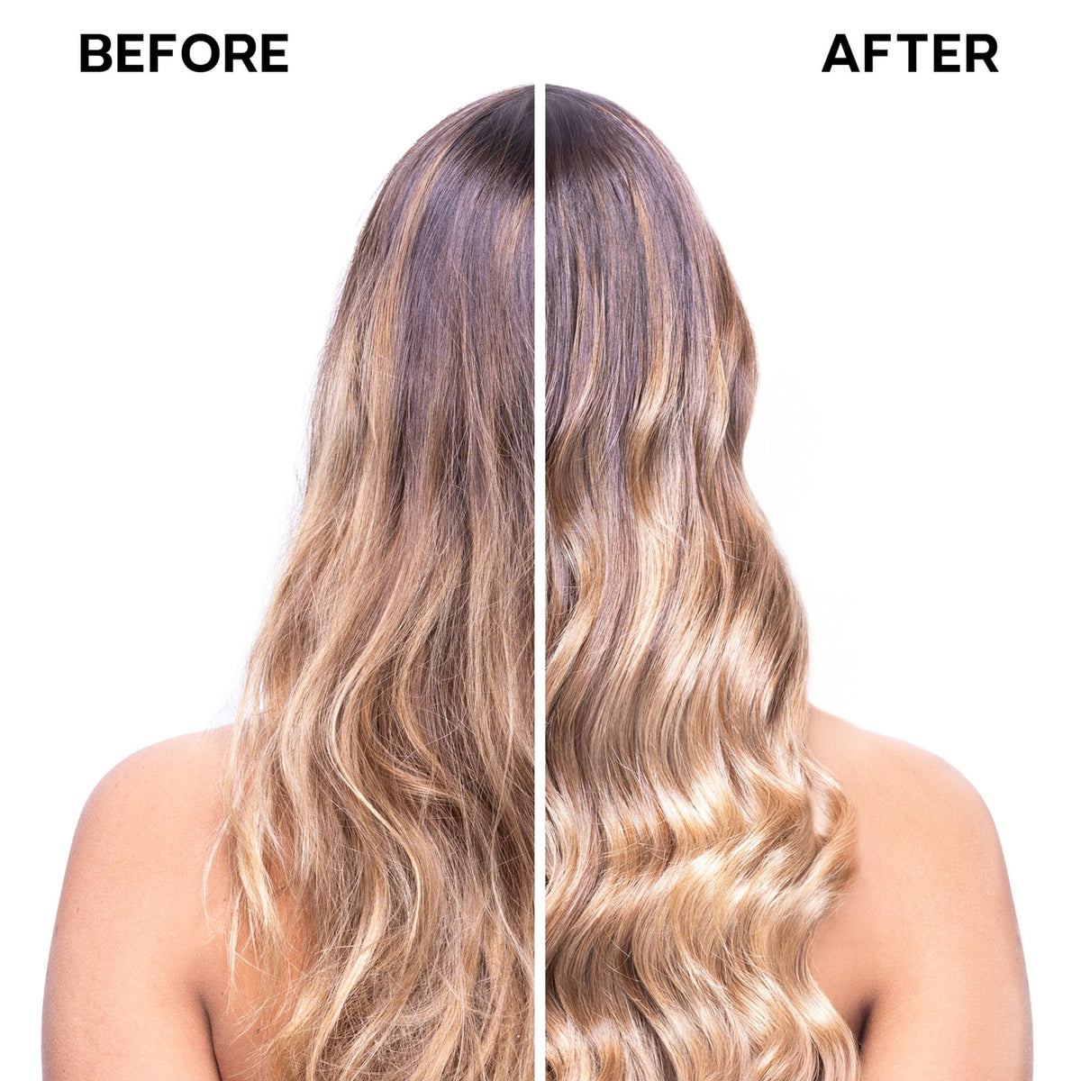 ALFAPARF MILANO before and after detangling comparison showing reduced knots and shine