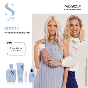 ALFAPARF MILANO before and after comparison illustrating fuller-looking hair results