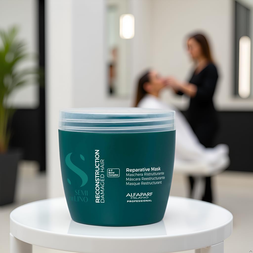 Alfaparf Milano before and after hair comparison showing reduced split ends and shine