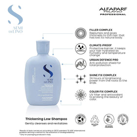 ALFAPARF MILANO bottle label details showing sulfate-free and vegan formulation benefits