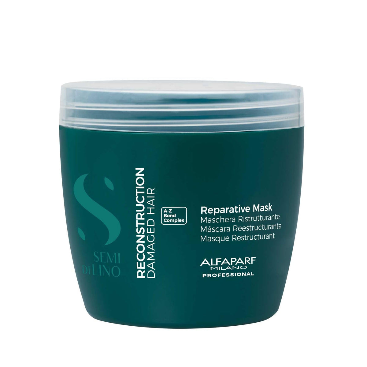 Alfaparf Milano front jar showing product and branding, conveys professional repair