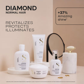 Alfaparf Milano on bathroom shelf suggesting daily salon-quality care