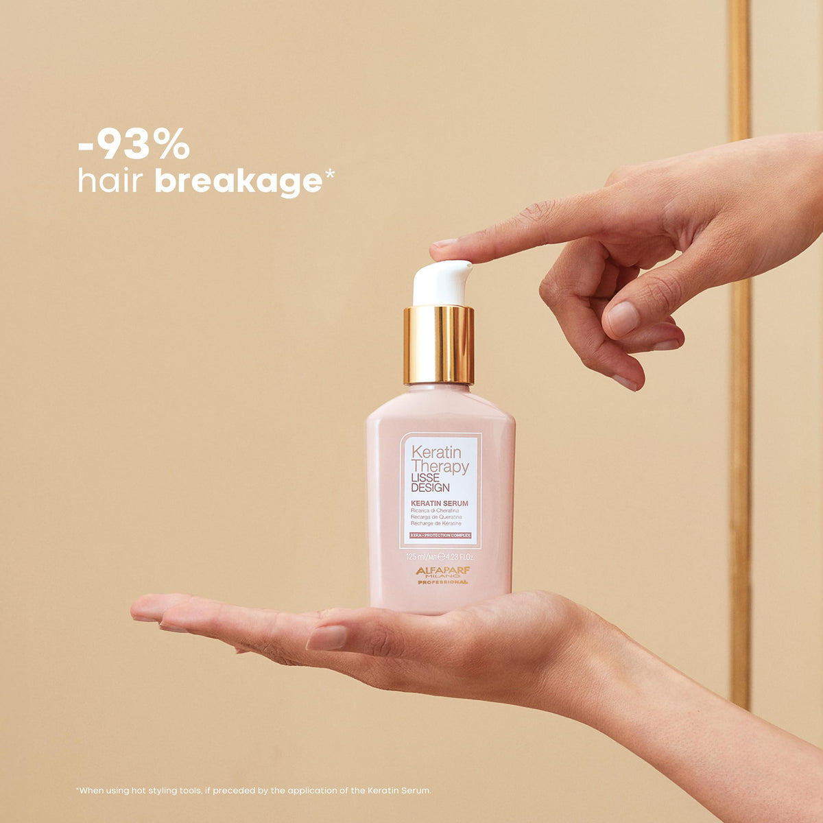 ALFAPARF MILANO pump dispensing silky serum texture for smooth hair