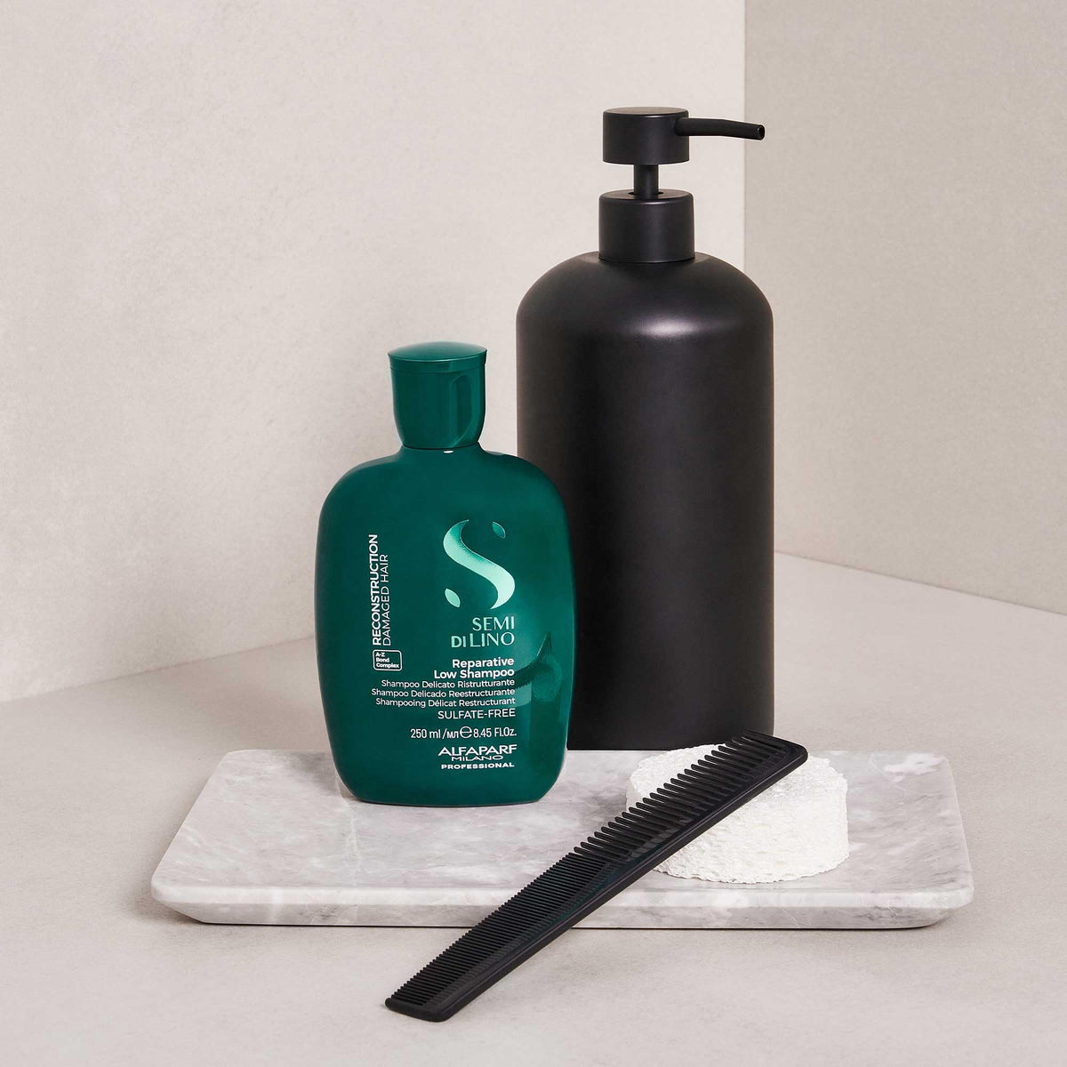 ALFAPARF MILANO shampoo in hand showing application and softness