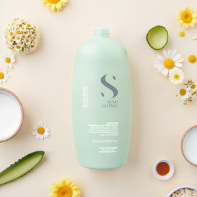 ALFAPARF MILANO shampoo in hand applied to wet hair for comfort