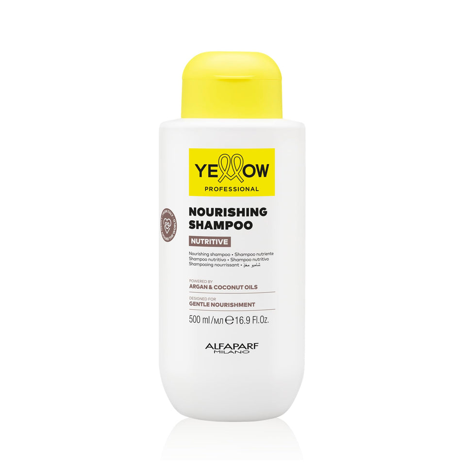 ALFAPARF MILANO front bottle view showing yellow shampoo for nourishing dry hair