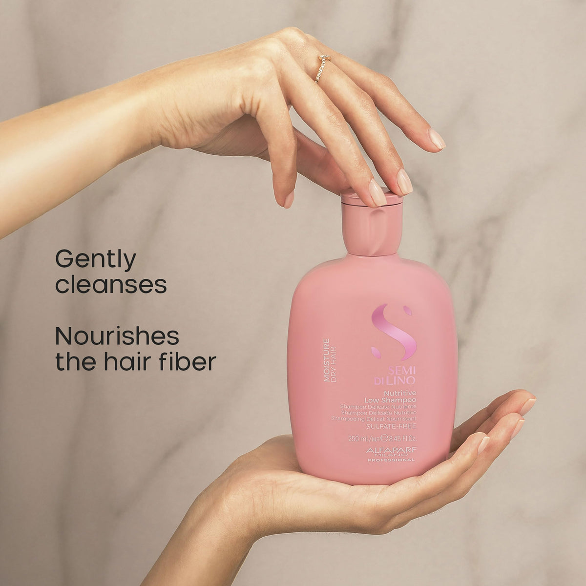 ALFAPARF MILANO shampoo lather demonstrating soft foam that cleans without stripping