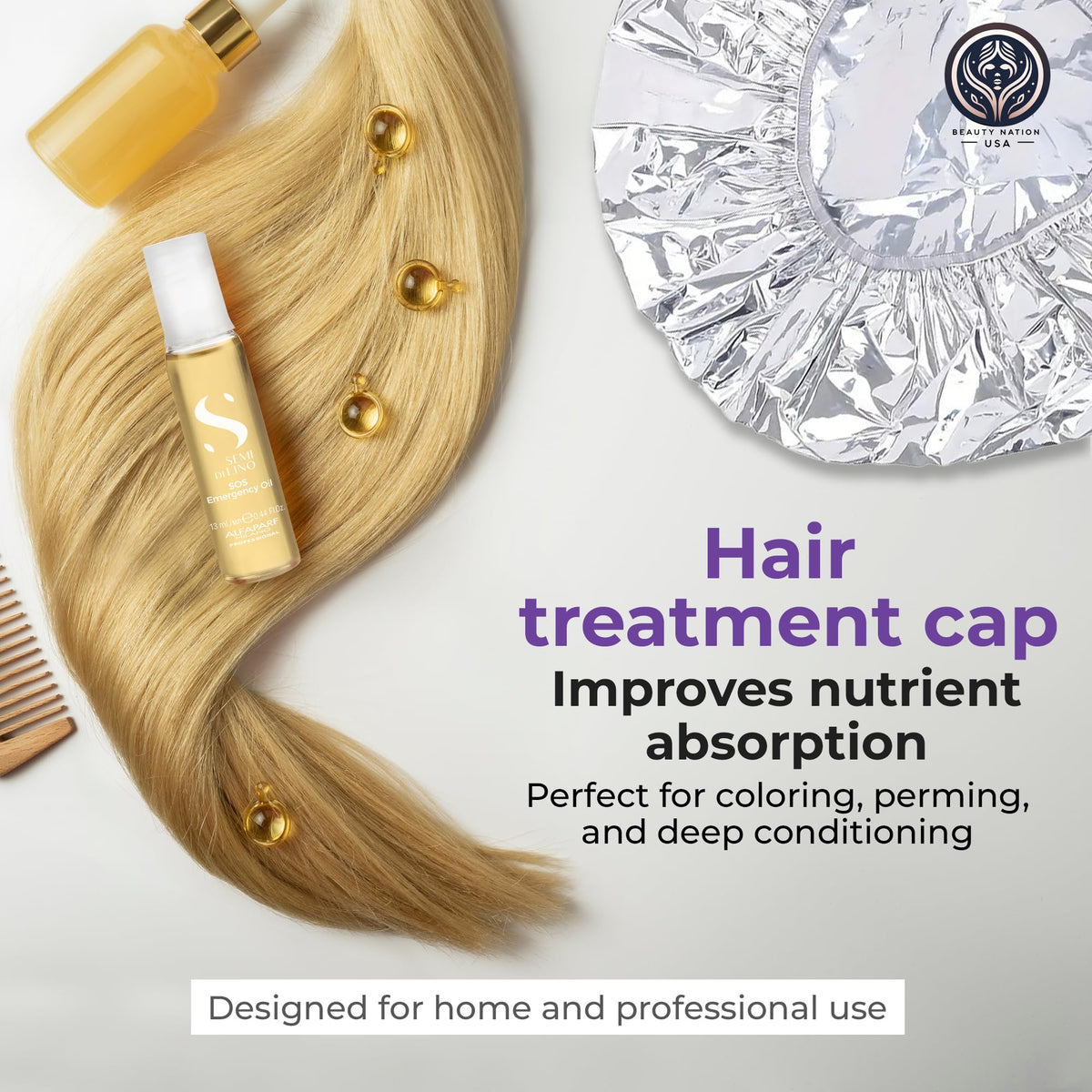 Beauty Nation USA side-by-side hair before and after images illustrating reduced breakage