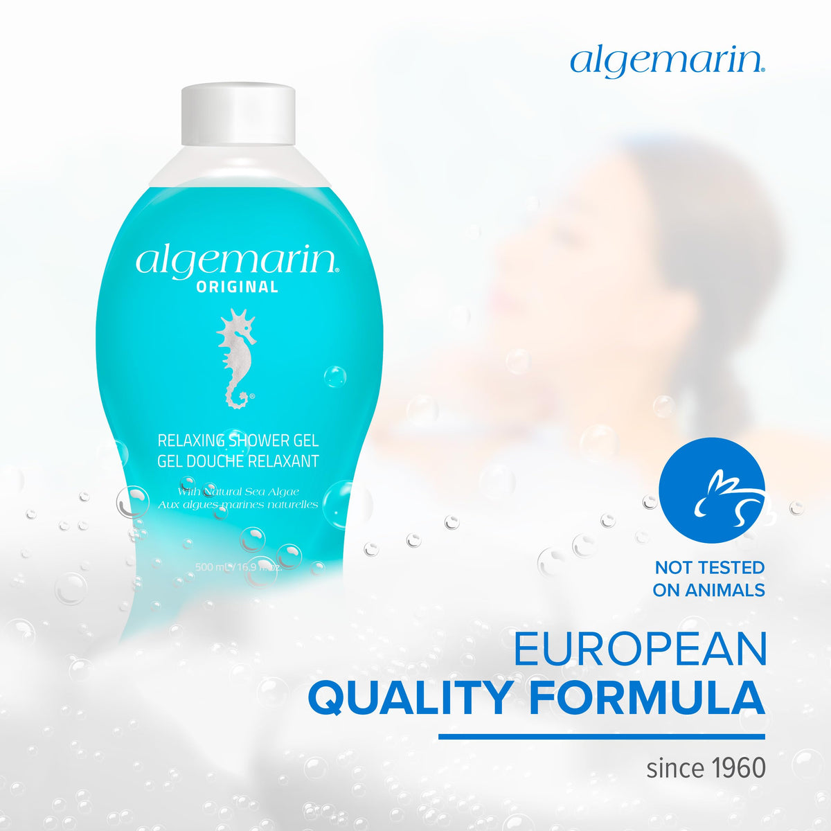 Algemarin open bottle pouring gel to show easy-dispense user-friendly benefit