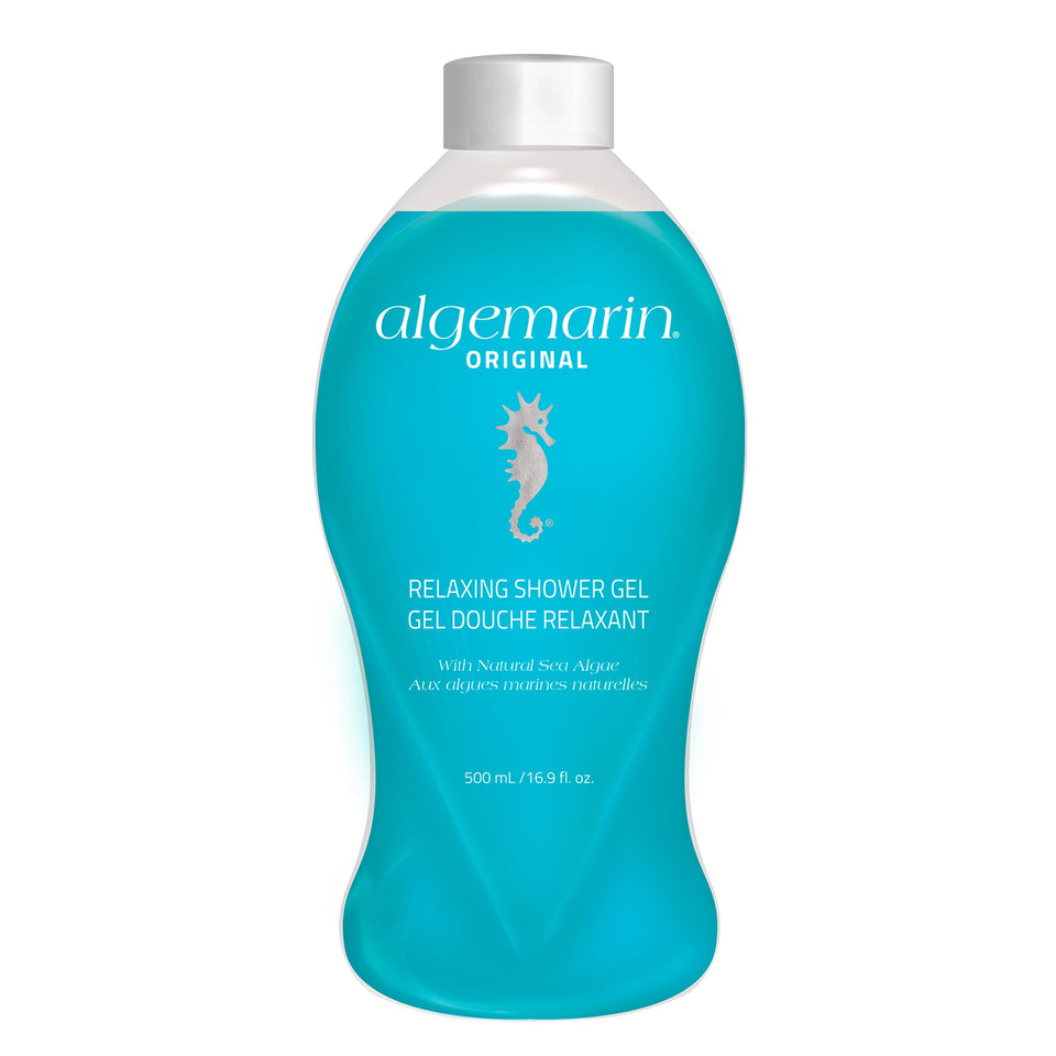 Algemarin front packaging showing bottle and calming seaside branding benefit