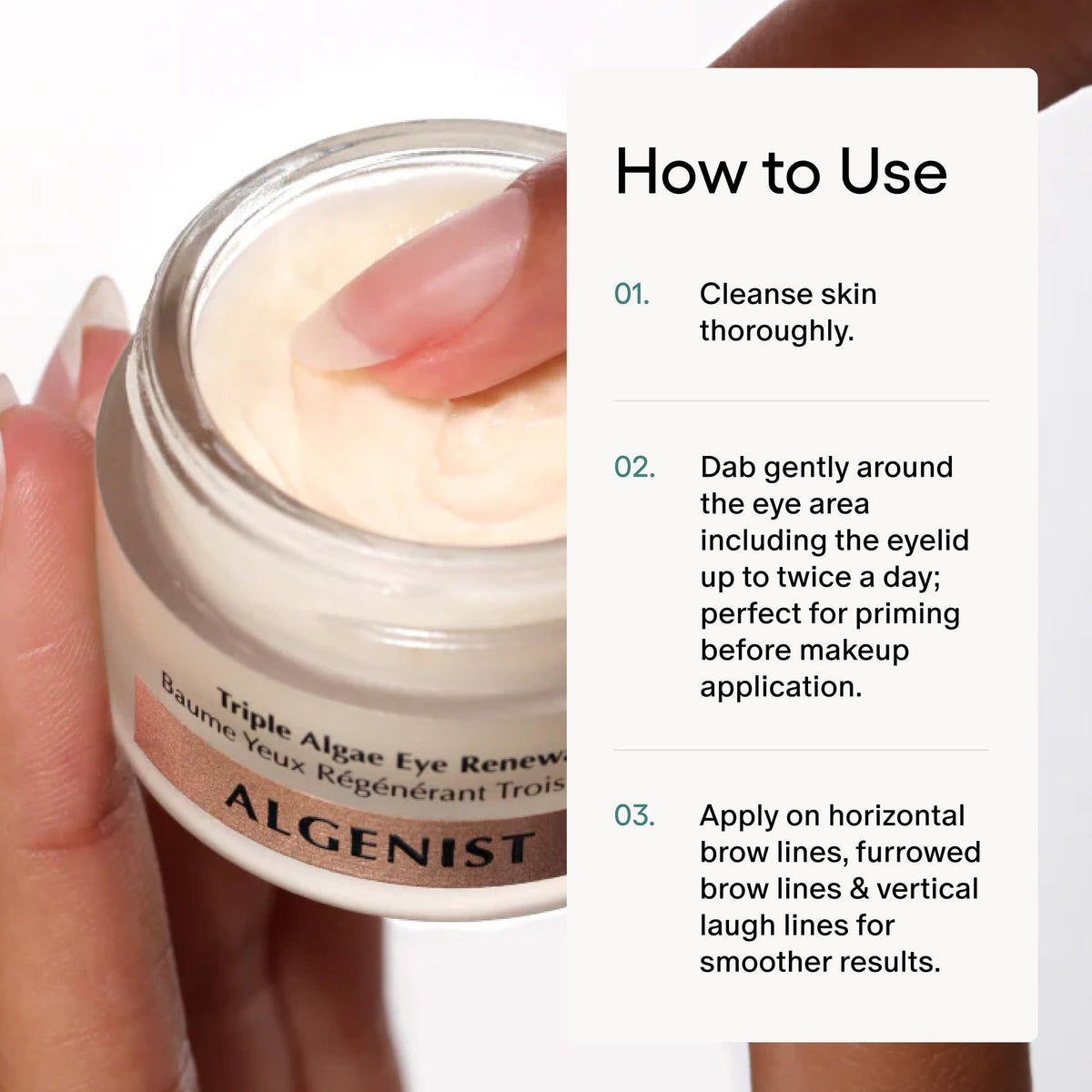 Algenist eye balm next to passport to show TSA-friendly travel size convenience