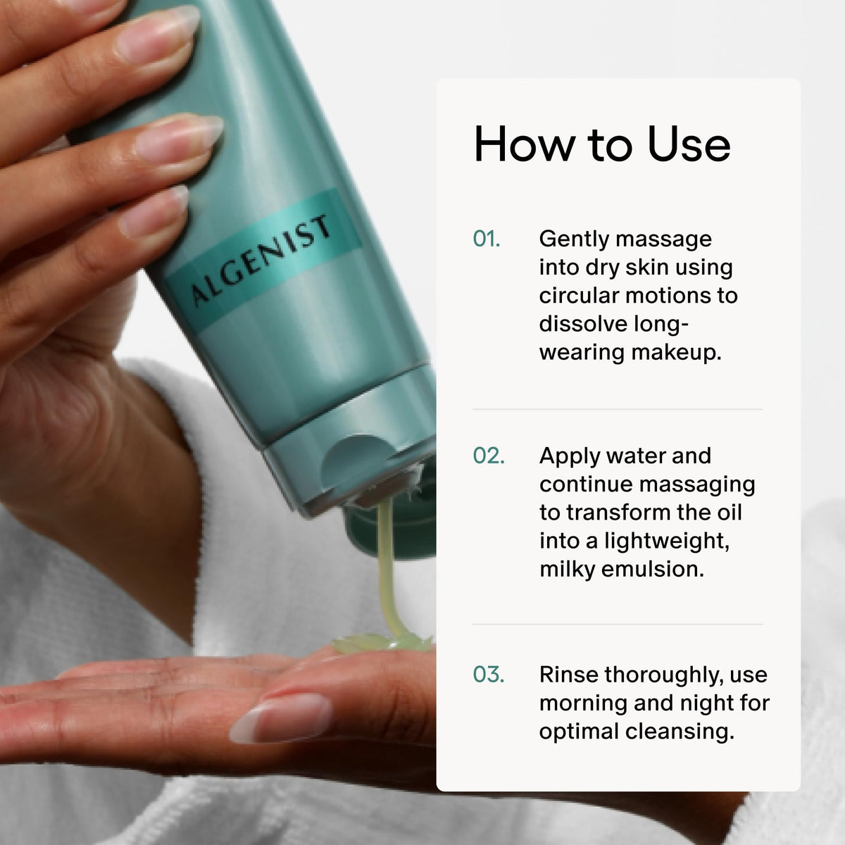 Algenist jar in hand showing 5 fl oz scale and travel-friendly size