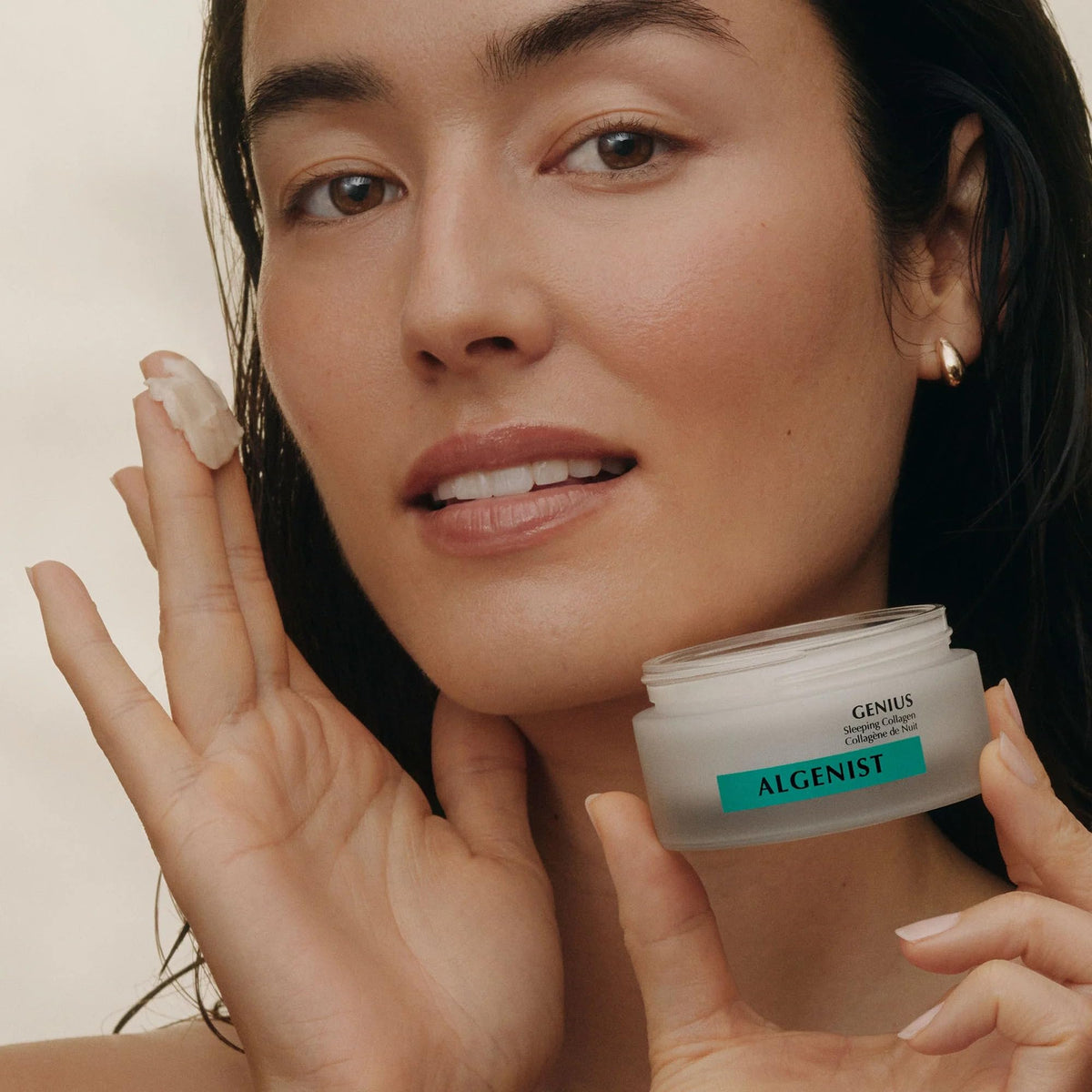 Algenist on nightstand lifestyle image showing bedtime routine and wake-up radiance