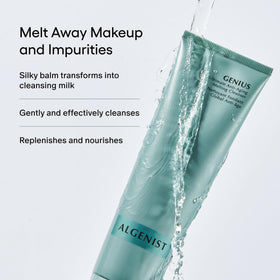 Algenist close-up of balm melting to oil delivering effective makeup removal