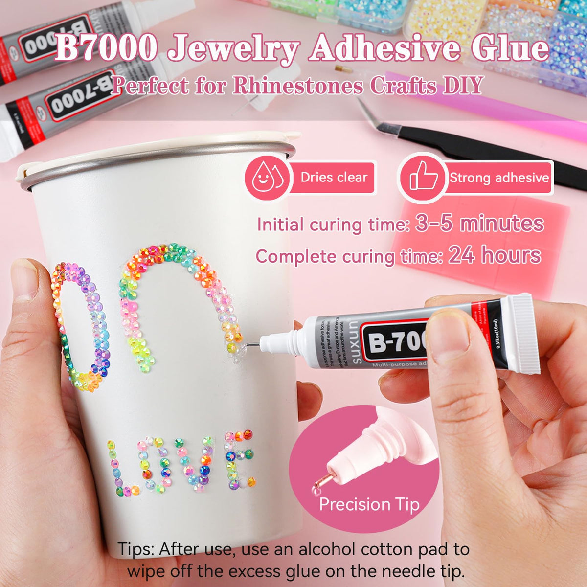 ALGLEA included tools pen tweezers and wax for precise rhinestone pickup and placement