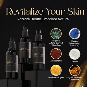 Alitura gold serum closeup label highlighting active ingredients and potency benefit