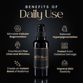 Alitura gold serum in hands application demonstrating easy absorption benefit