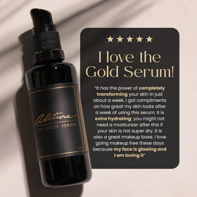 Alitura gold serum lifestyle on bathroom vanity suggesting daily skincare ritual benefit