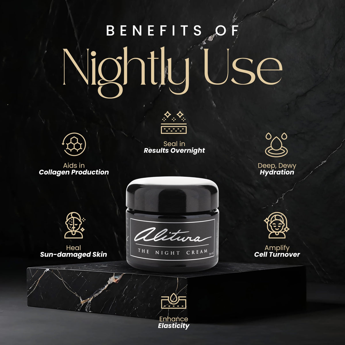 Alitura active ingredients flatlay with buriti oil and camu camu benefit nourishment