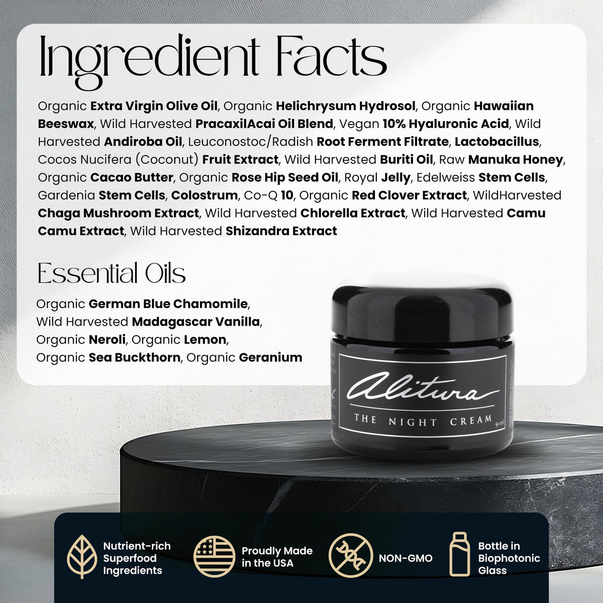 Alitura cream texture closeup highlighting rich hyaluronic benefit