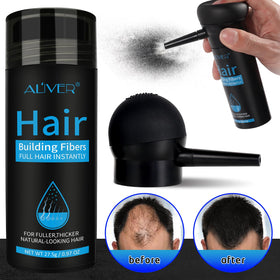 ALIVER fiber texture close-up showing plant-based keratin strands for natural blend