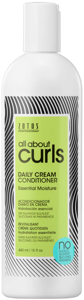 ALL ABOUT CURLS front bottle view showing product and benefits