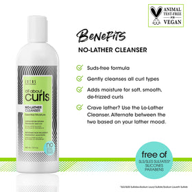 All About Curls cleanser texture poured to show foamless creamy consistency that hydrates
