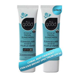 All Good front packaging showing 1.7oz two-pack and compact design for travel
