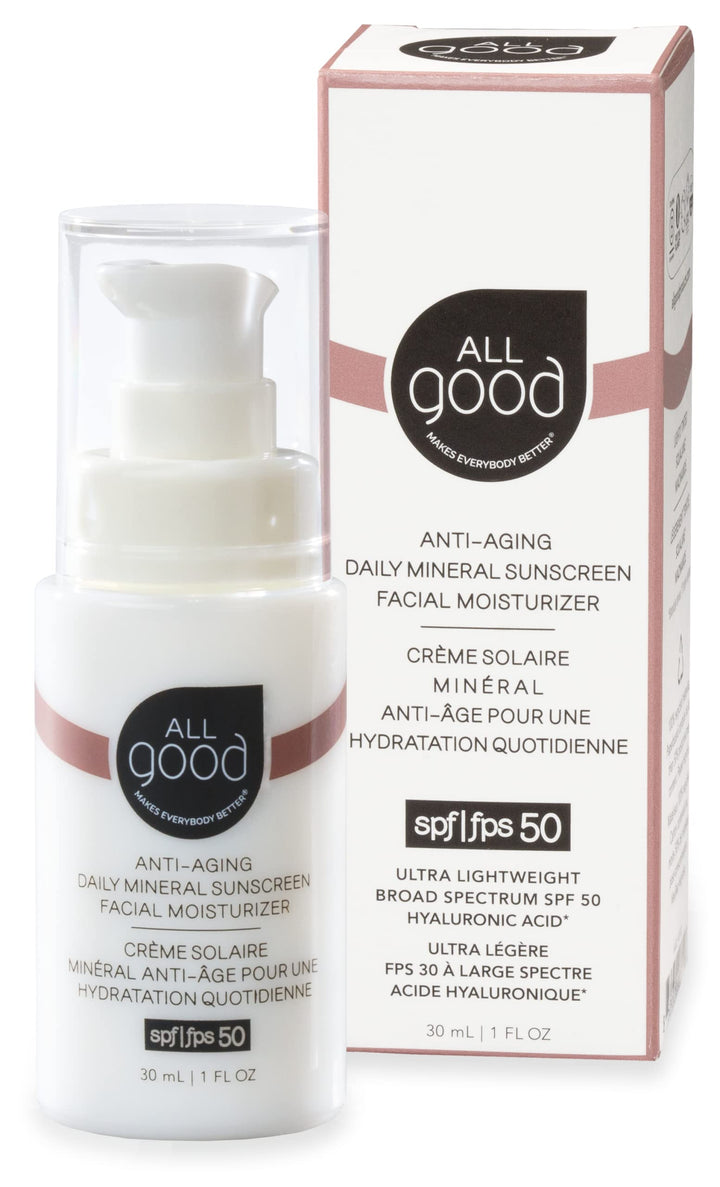 All Good front packaging showing SPF 50 and travel size benefits
