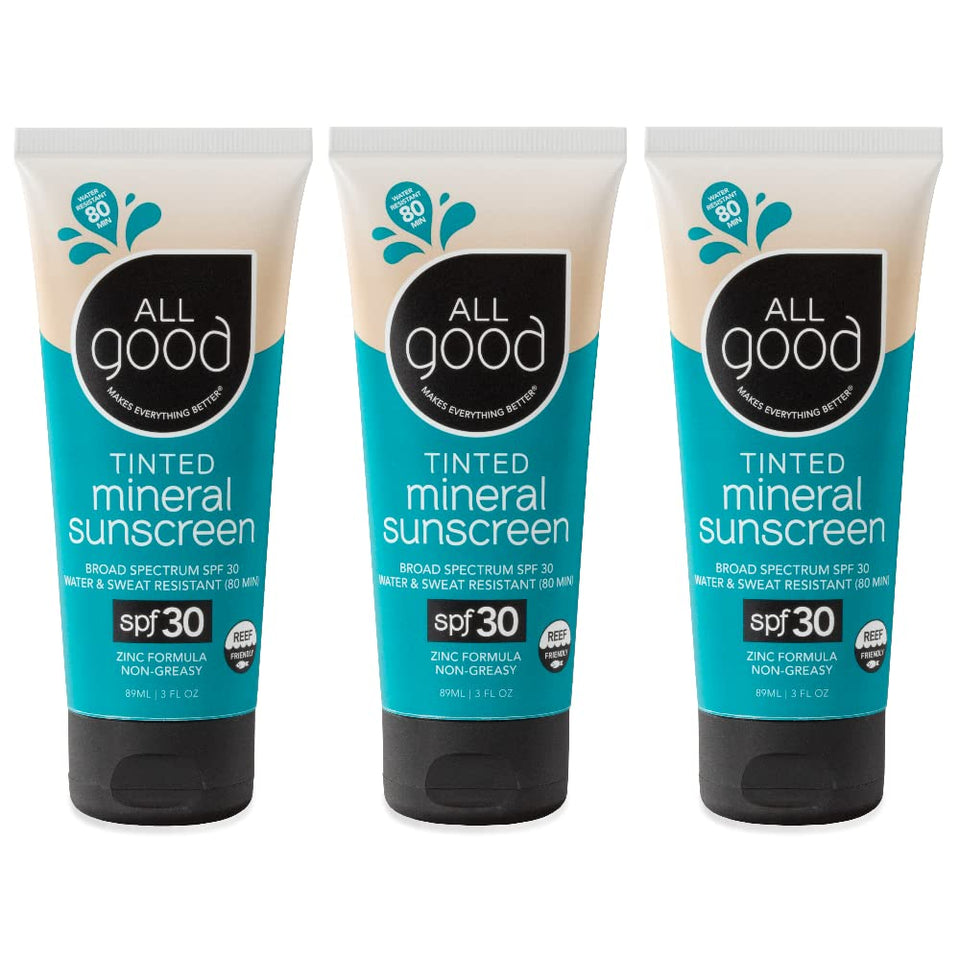 All Good front packaging tube showing product branding and SPF benefit